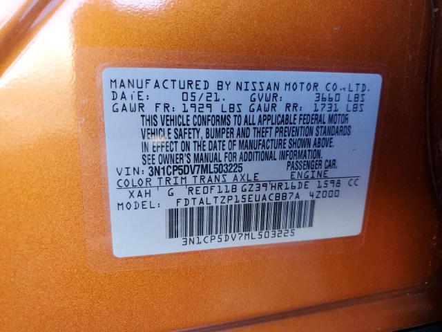 3N1CP5DV7ML503225 - 2021 NISSAN KICKS SR ORANGE photo 12