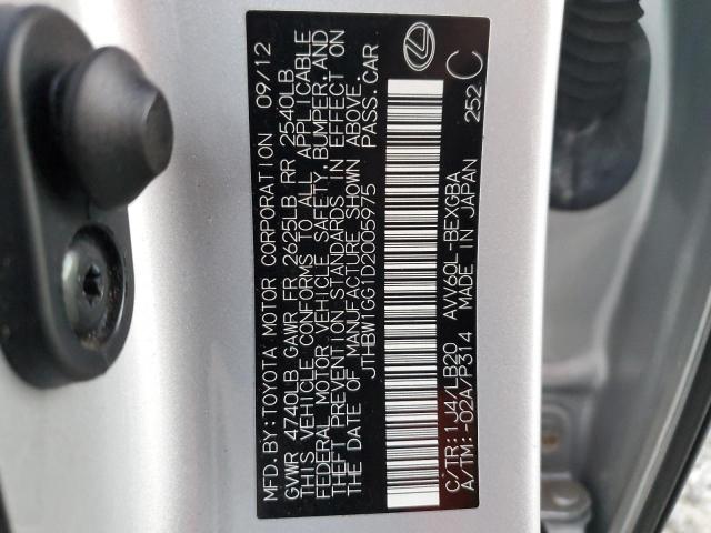 JTHBW1GG1D2005975 - 2013 LEXUS ES 300H SILVER photo 12