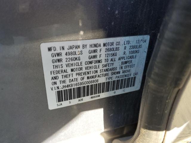 JH4KB16595C008808 - 2005 ACURA RL GRAY photo 12