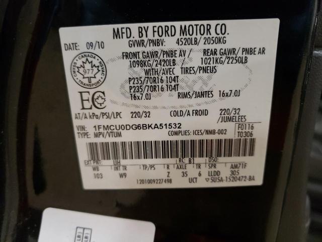 1FMCU0DG6BKA51532 - 2011 FORD ESCAPE XLT BLACK photo 13