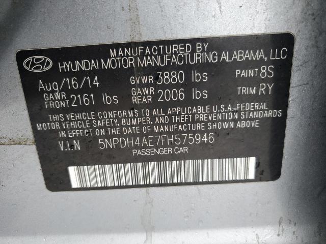 5NPDH4AE7FH575946 - 2015 HYUNDAI ELANTRA SE SILVER photo 12