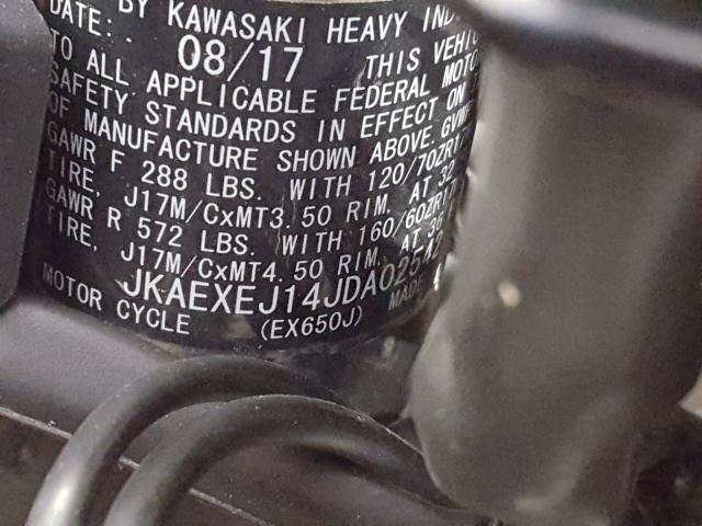 JKAEXEJ14JDA02542 - 2018 KAWASAKI EX650 J  ფოტო 20