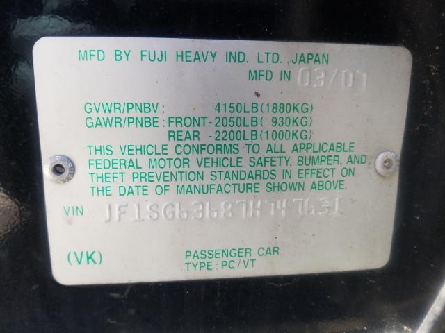 JF1SG63687H747631 - 2007 SUBARU FORESTER 2.5X  photo 10