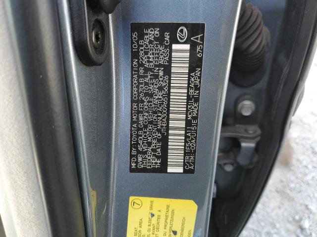 JTHBA30G965156326 - 2006 LEXUS ES 330 GRAY photo 12