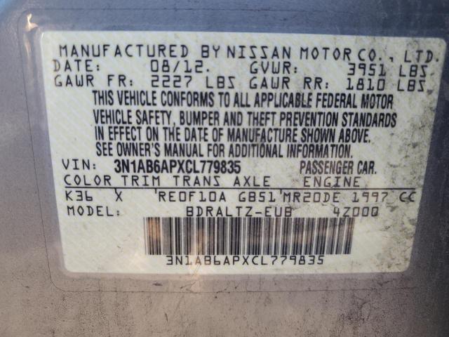 3N1AB6APXCL779835 - 2012 NISSAN SENTRA 2.0 GRAY photo 13