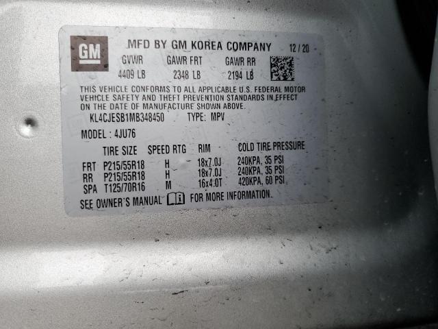 KL4CJESB1MB348450 - 2021 BUICK ENCORE PREFERRED GRAY photo 12