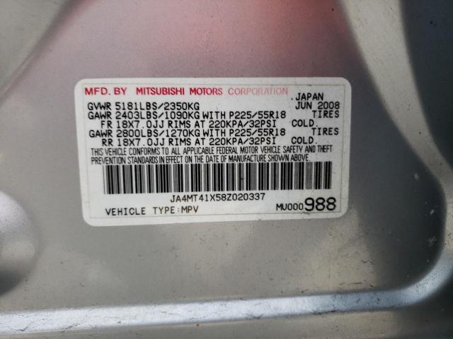 JA4MT41X58Z020337 - 2008 MITSUBISHI OUTLANDER XLS SILVER photo 12