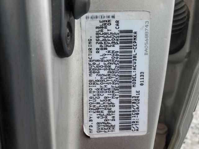 4T1BE32K53U252409 - 2003 TOYOTA CAMRY LE SILVER photo 12