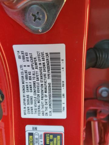 JHMZE2H55ES002843 - 2014 HONDA INSIGHT LX RED photo 12