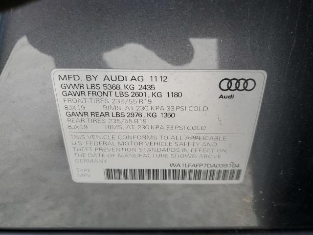 WA1LFAFP7DA039104 - 2013 AUDI Q5 PREMIUM PLUS GRAY photo 12