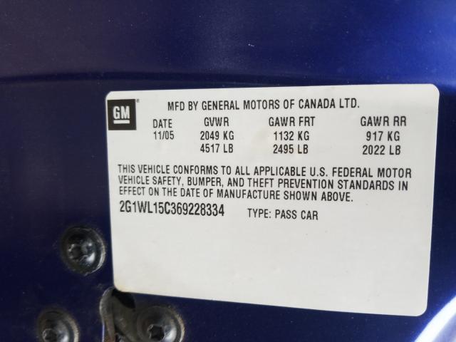 2G1WL15C369228334 - 2006 CHEVROLET MONTE CARLO SS  照片 10