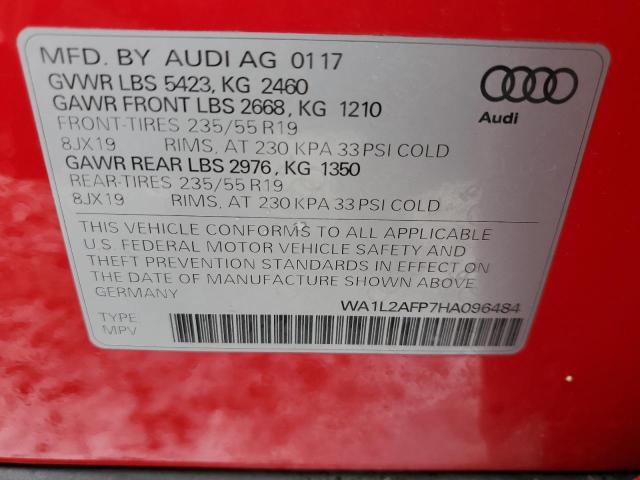 WA1L2AFP7HA096484 - 2017 AUDI Q5 PREMIUM PLUS RED photo 13