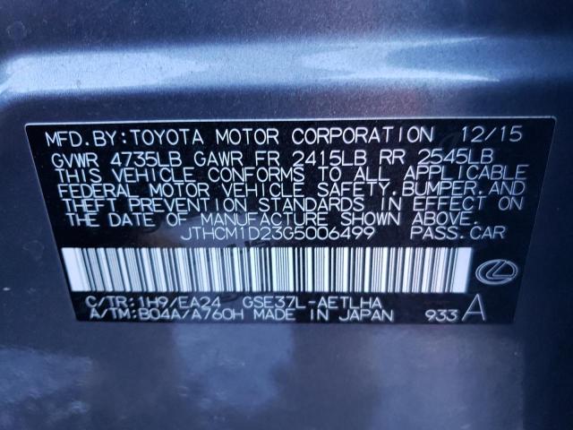 JTHCM1D23G5006499 - 2016 LEXUS IS 300 SILVER photo 12