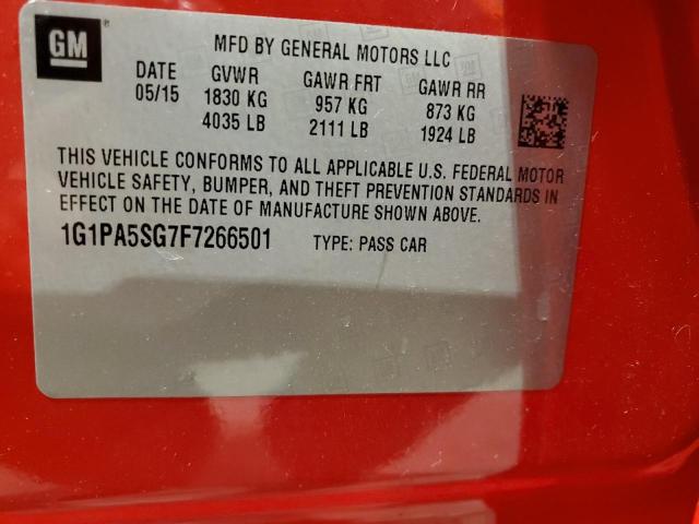 1G1PA5SG7F7266501 - 2015 CHEVROLET CRUZE LS RED photo 12