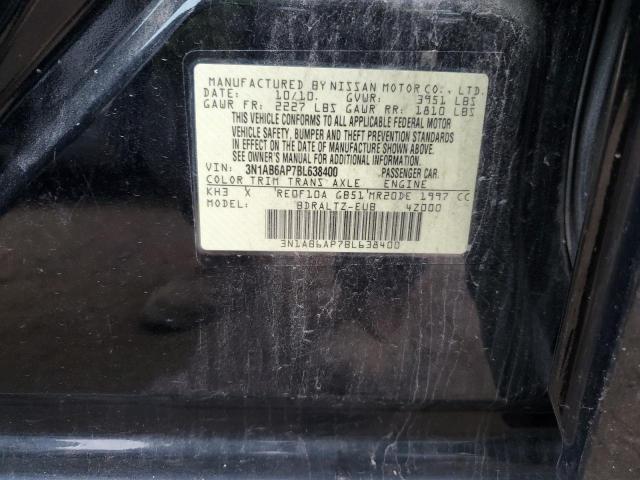 3N1AB6AP7BL638400 - 2011 NISSAN SENTRA 2.0 BLACK photo 13