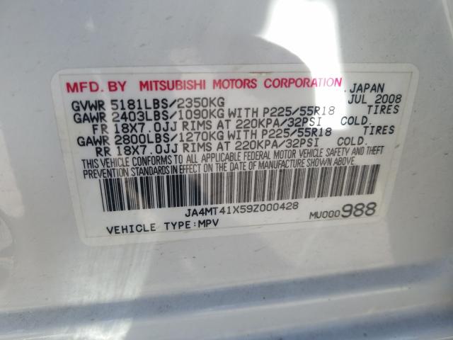 JA4MT41X59Z000428 - 2009 MITSUBISHI OUTLANDER XLS  photo 10