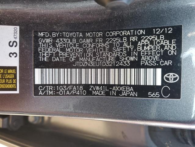 JTDZN3EU1D3212433 - 2013 TOYOTA PRIUS V GRAY photo 12