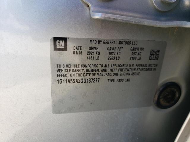 1G11A5SA2GU137277 - 2016 CHEVROLET MALIBU LIM LS 银色 照片 12