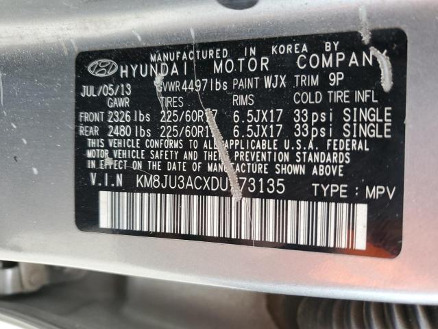 KM8JU3ACXDU773135 - 2013 HYUNDAI TUCSON GLS GRAY photo 13