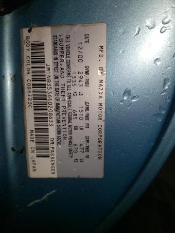 JM1NB353610208633 - 2001 MAZDA MX-5 MIATA BASE BLUE photo 12