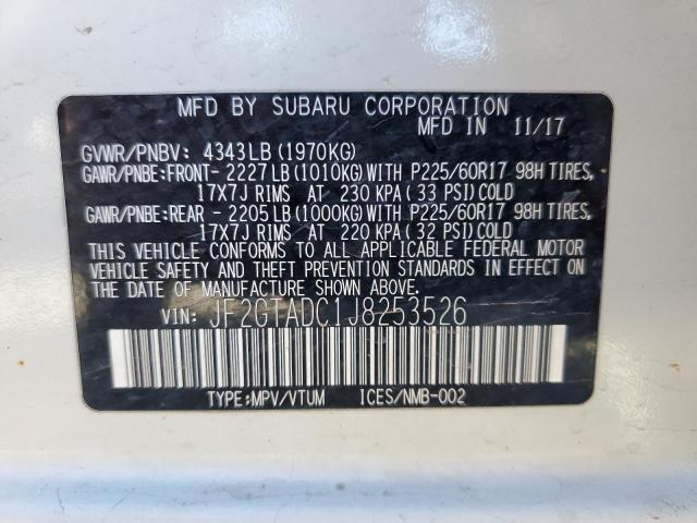 JF2GTADC1J8253526 - 2018 SUBARU CROSSTREK PREMIUM 白色 照片 13