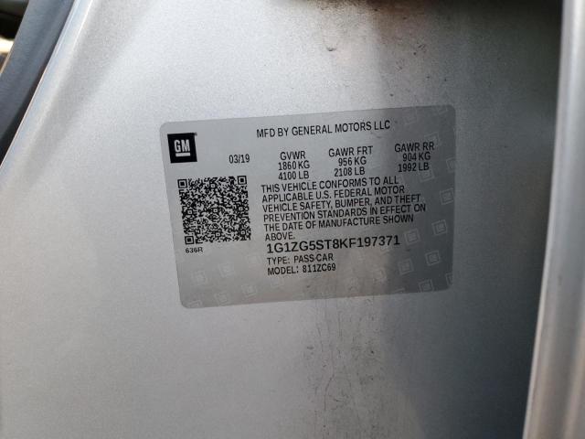 1G1ZG5ST8KF197371 - 2019 CHEVROLET MALIBU RS SILVER photo 12