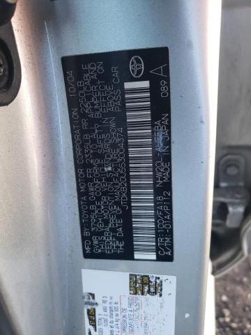 JTDKB20U553004374 - 2005 TOYOTA PRIUS SILVER photo 12