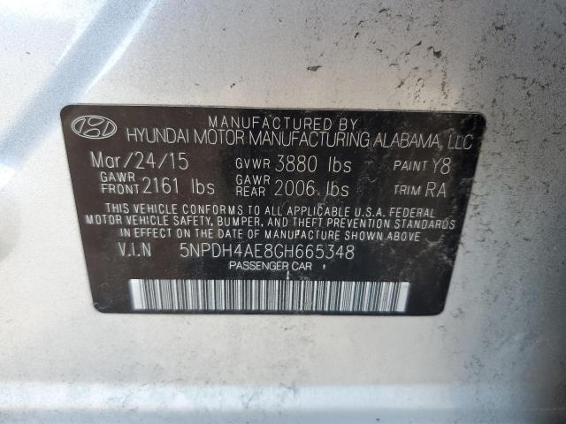 5NPDH4AE8GH665348 - 2016 HYUNDAI ELANTRA SE SILVER photo 12