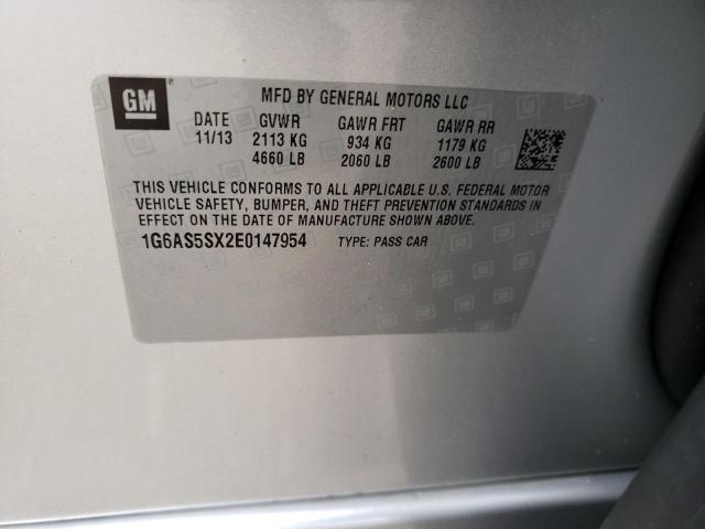 1G6AS5SX2E0147954 - 2014 CADILLAC CTS PERFORMANCE COLLECTION Серебристый фото 12