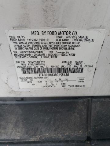 1FAHP2H83FG158438 - 2015 FORD TAURUS SEL WHITE photo 12