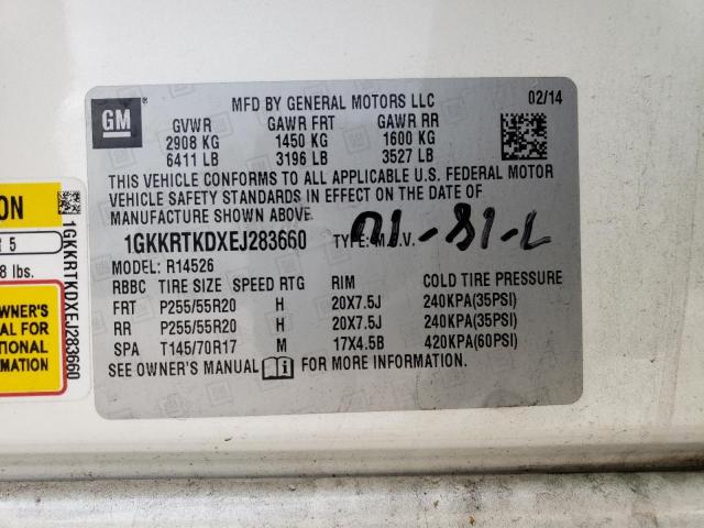 1GKKRTKDXEJ283660 - 2014 GMC ACADIA DENALI CREAM photo 13