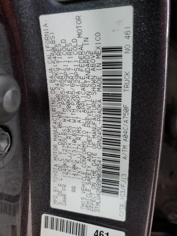 3TMLU42N99M036541 - 2009 TOYOTA TACOMA DOUBLE CAB 灰色 照片 12