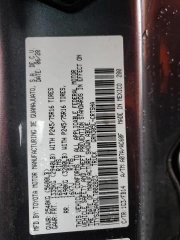 3TYSZ5AN3LT002823 - 2020 TOYOTA TACOMA ACCESS CAB ნაცრისფერი ფოტო 12