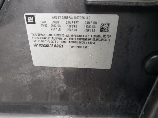 1G11D5SR8DF162021 - 2013 CHEVROLET MALIBU 1LT გრაფიტი ფოტო 12