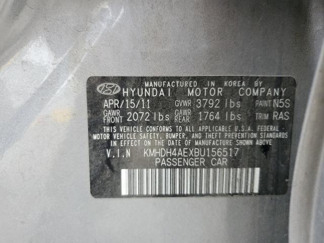 KMHDH4AEXBU156517 - 2011 HYUNDAI ELANTRA GLS GRAY photo 12