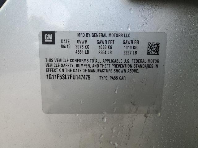 1G11F5SL7FU147479 - 2015 CHEVROLET MALIBU LTZ ვერცხლისფერი ფოტო 12
