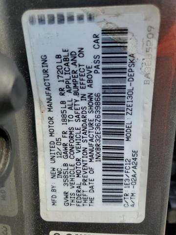 1NXBR32E36Z639866 - 2006 TOYOTA COROLLA CE GRAY photo 12