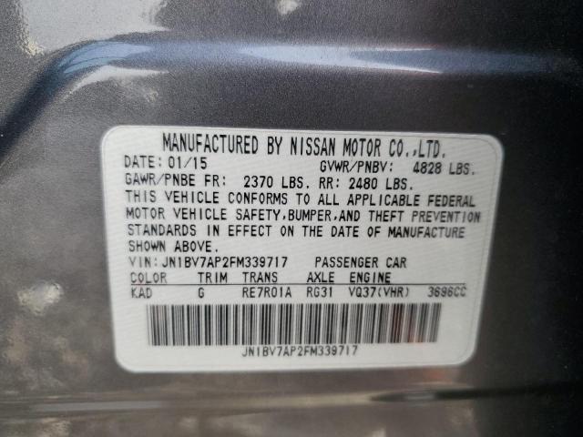 JN1BV7AP2FM339717 - 2015 INFINITI Q50 BASE GRAY photo 12