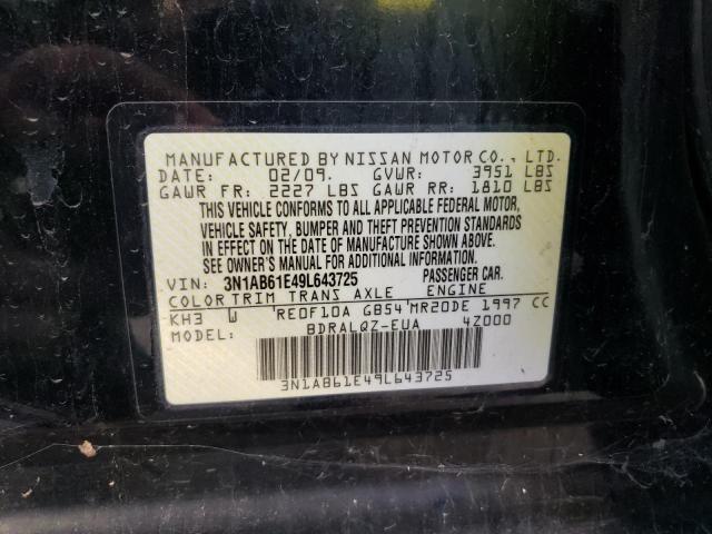 3N1AB61E49L643725 - 2009 NISSAN SENTRA 2.0 BLACK photo 12