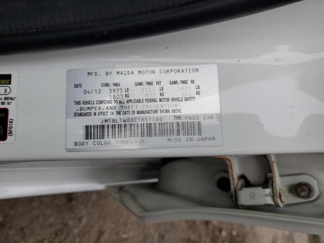 JM1BL1W88C1651166 - 2012 MAZDA 3 I WHITE photo 12