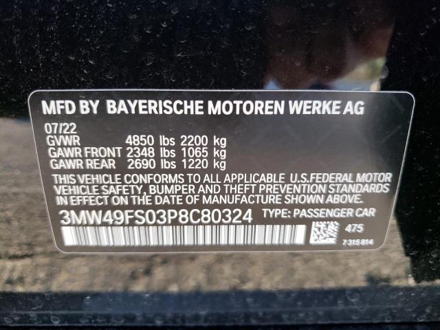 3MW49FS03P8C80324 - 2023 BMW M340I BLACK photo 12