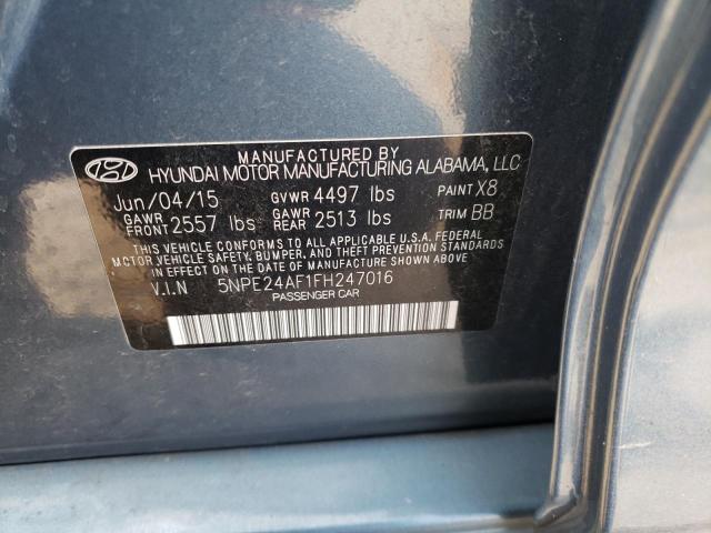 5NPE24AF1FH247016 - 2015 HYUNDAI SONATA SE BLUE photo 12