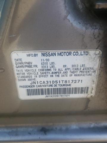 JN1CA31D51T817271 - 2001 NISSAN MAXIMA GXE SILVER photo 12