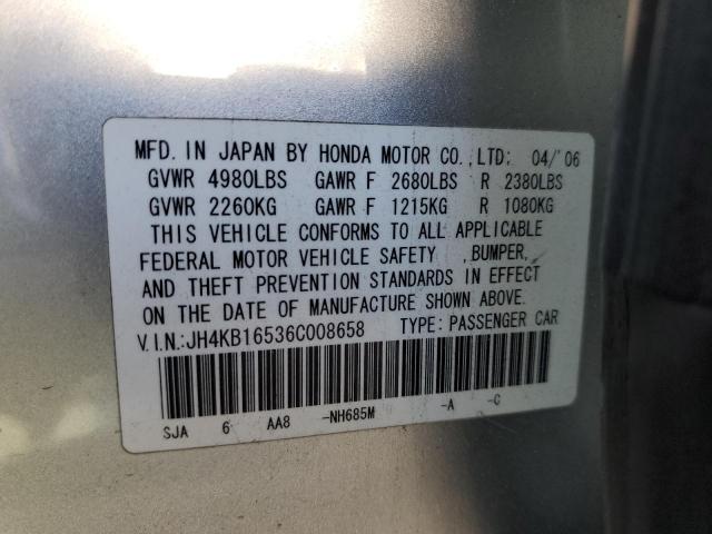 JH4KB16536C008658 - 2006 ACURA RL SILVER photo 12