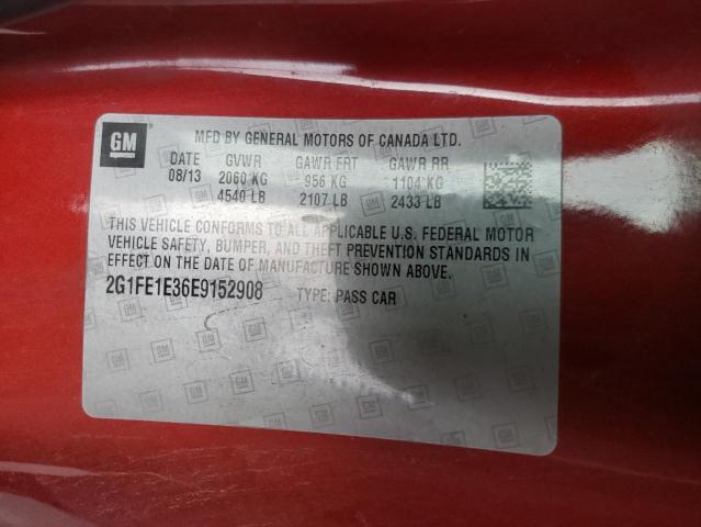 2G1FE1E36E9152908 - 2014 CHEVROLET CAMARO LS RED photo 12