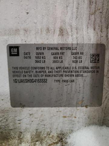 1G1JA6SH0G4163332 - 2016 CHEVROLET SONIC LS 白色 照片 12