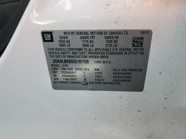 2GNALBEK6C6181156 - 2012 CHEVROLET EQUINOX LS WHITE photo 13