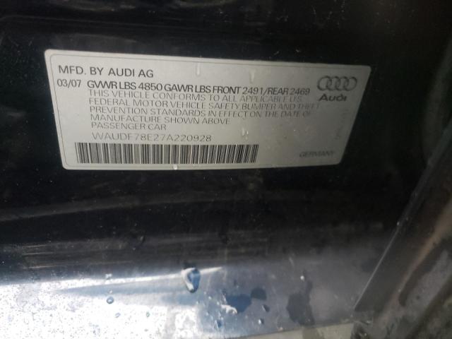 WAUDF78E27A220928 - 2007 AUDI A4 2.0T QUATTRO BLUE photo 12