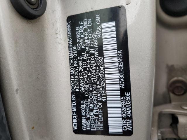 4T1BE32K25U042692 - 2005 TOYOTA CAMRY LE TAN photo 12