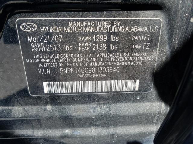 5NPET46C98H303640 - 2008 HYUNDAI SONATA GLS  photo 10